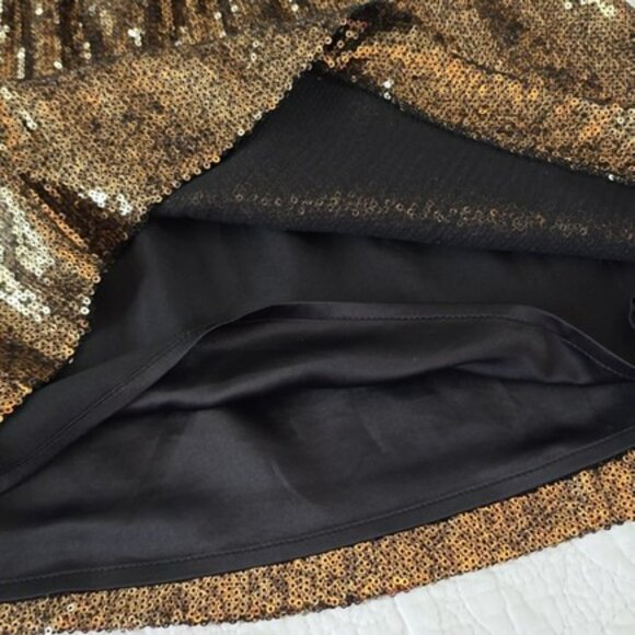 Express Women's Mini Dress Size XS Black Gold Sequins Cocktail Party Evening - Picture 11 of 14